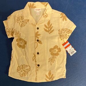 Cat & Jack Kids' Cream and Brown Leaf Print Shirt